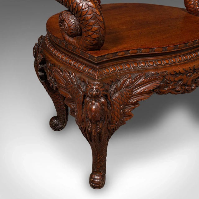 Vintage Decorative Elbow Chair, Oriental, Hall, Fireside, Dragon Seat, Art Deco For Sale - Image 11 of 12
