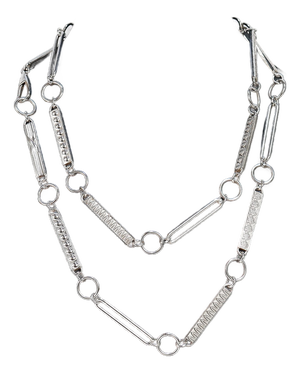 Signed Modern Christofle 38" Sterling Silver Rope Length Link Necklace