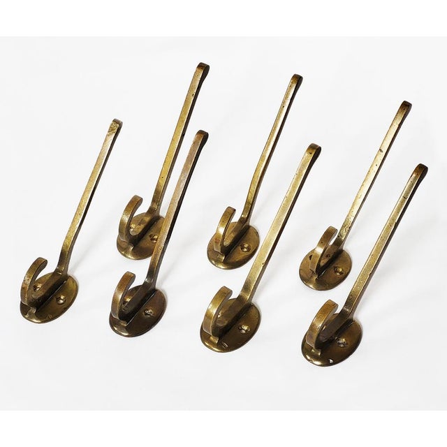 Viennese Art Nouveau Brass Wall Hooks, 1900s, Set of 7 For Sale - Image 6 of 17