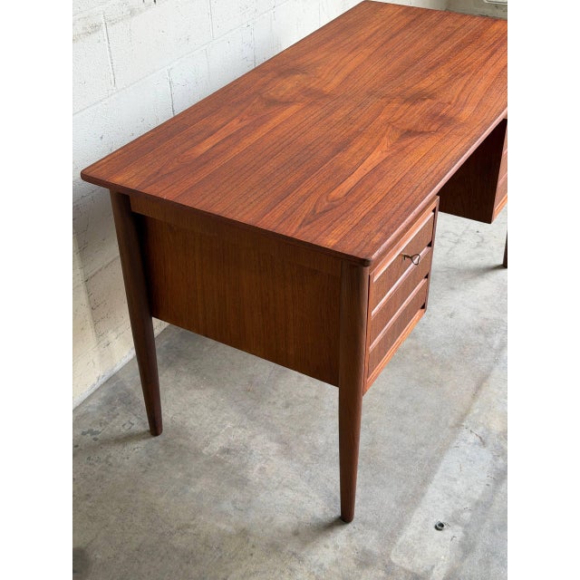 Teak Executive Desk Large Wooden Office Writing Table Denmark Mid-Century Modern 1960s For Sale - Image 4 of 10