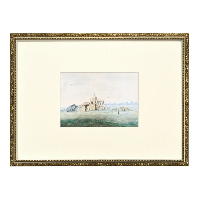 George Hamilton Brodhead Mission San Carlos Borromeo de Carmelo, Carmel Watercolor Landscape 1890 For Sale