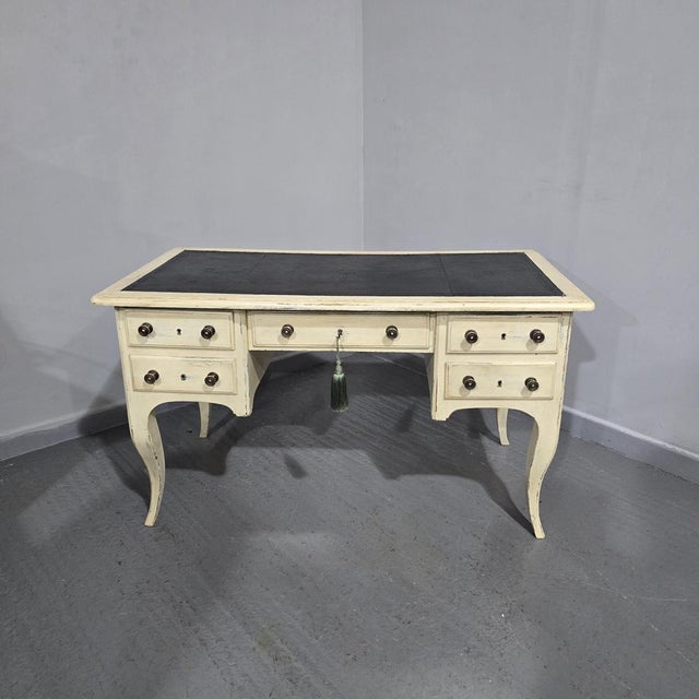 Wood French Painted Kneehole Desk, 1880 For Sale - Image 7 of 18