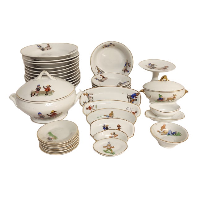 Ceramic Childrens Dishes, Spain, 1970s, Set of 36 For Sale