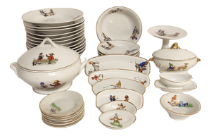 Ceramic Childrens Dishes, Spain, 1970s, Set of 36