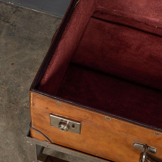 English Leather Trunk on Metal Stand, 1910s For Sale - Image 17 of 18