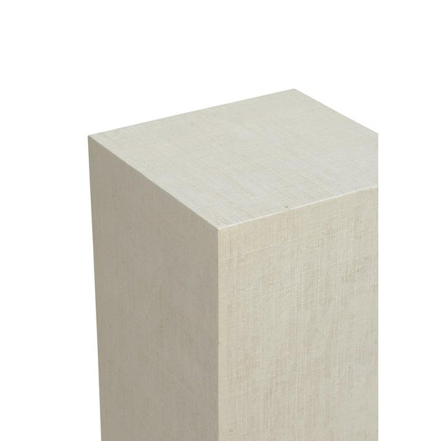 Transitional Raffia Pedestal - White, Small For Sale - Image 3 of 3