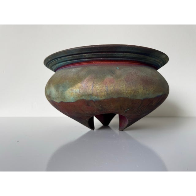 1980’s Vintage Art Raku Studio Pottery Vase / Vessel – Unsigned For Sale - Image 4 of 12