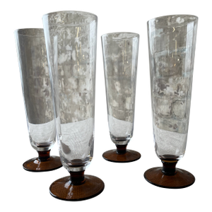 Amber Base Champagne Flutes – Set of 4