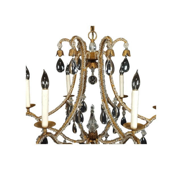 Dennis & Leen Dennis & Leen Large Rock Crystal Gilt Six-Light Chandelier For Sale - Image 4 of 8