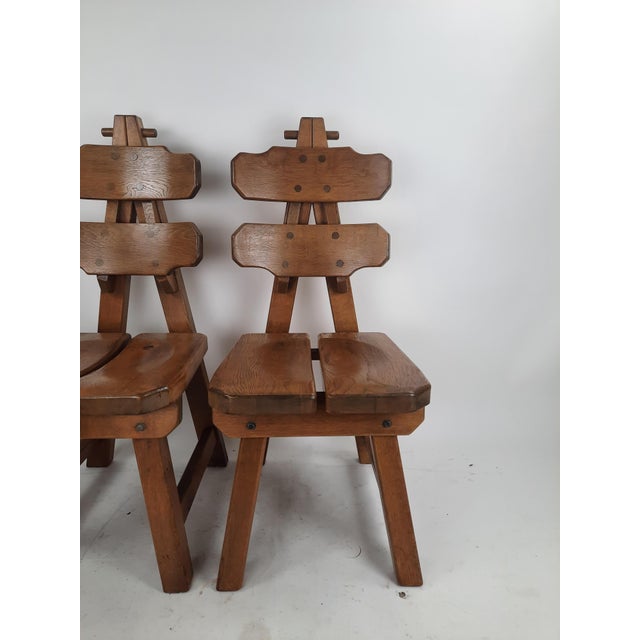 Brutalist Brutalist Oak Dining Chairs, 1980s, Set of 2 For Sale - Image 3 of 9