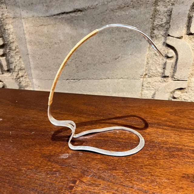 Wood Sculptural Silver Plate Wine Holder by Eisenberg Lozano, 1960s For Sale - Image 7 of 9