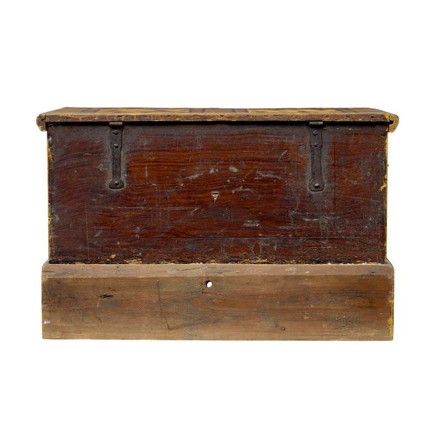 Wood Antique Alpine Region Hand Painted Marriage Chest, 1890 For Sale - Image 7 of 11