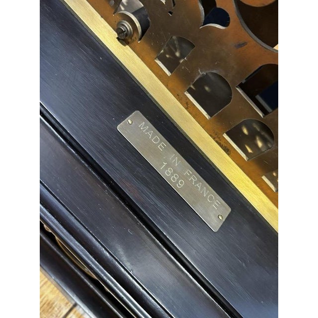 Large Architectural Brass Cathedral Skeleton Clock with Case and Key For Sale - Image 15 of 18