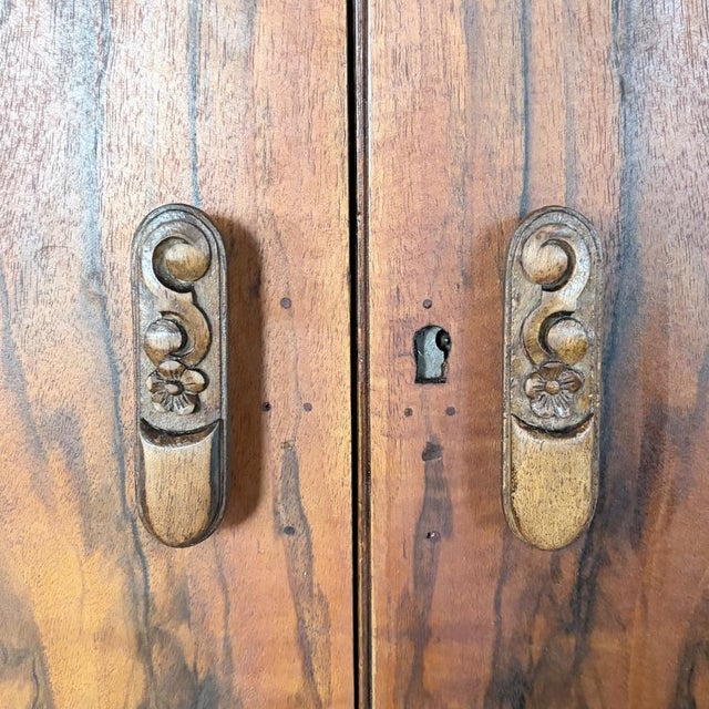 Art Deco Walnut Tallboy Chest of Drawers with Cabinet Top, 1930s For Sale - Image 9 of 10