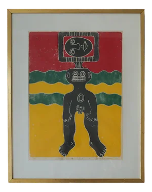 Walter Bengtsson, 1970s, Woodblock Print, Framed