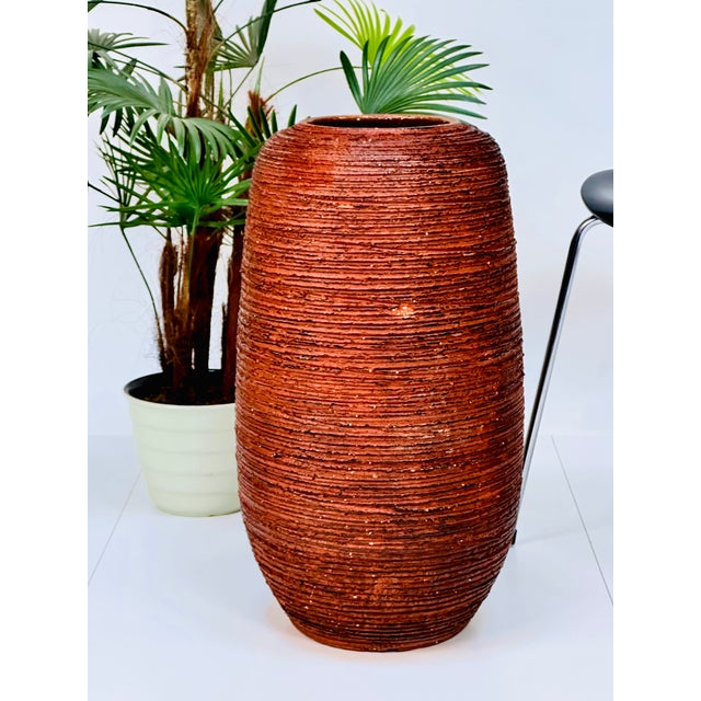 Brown Large Handcrafted Fire Clay Ceramic Art Floor Vase from Spara Keramik, Germany, 1950s For Sale - Image 8 of 18