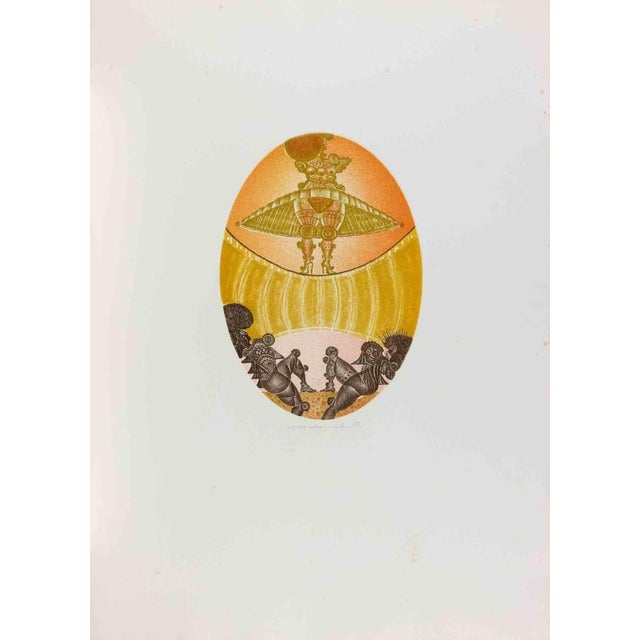 Screen print on paper, realized in 1982 by Pasquale Basile. Hand signed and numbered in pencil. Edition of 99. Excellent...