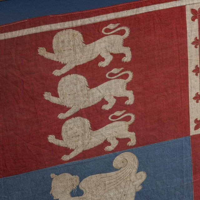 Glass Antique Victorian Framed Royal Standard Flag, 1900s For Sale - Image 7 of 12