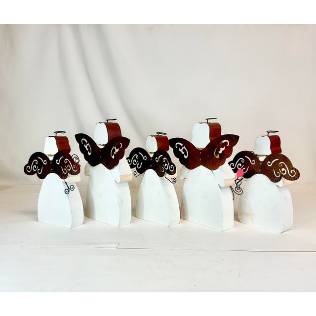 1990s 1990s Vintage Boho Chic Arts & Crafts Valentine Angels - Set of 5. For Sale - Image 5 of 11