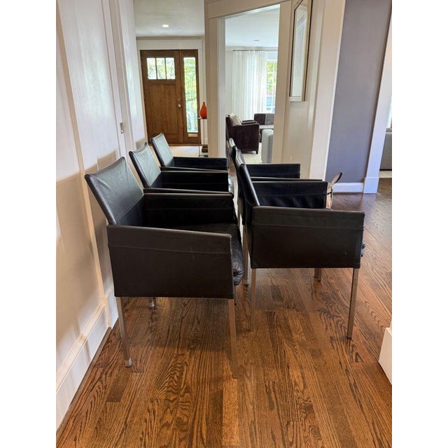 Metal Set of 5 Karl Friedrich Forster “Texas” Leather Dining Armchairs For Sale - Image 7 of 8