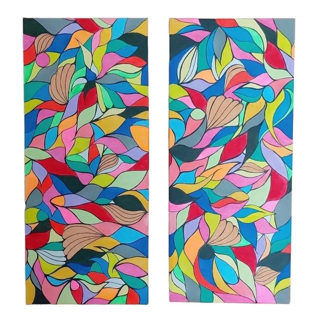 Priscilla Bilijam, Just the Two of Us, 2024, Acrylic on Canvases, Set of 2 For Sale - Image 6 of 6