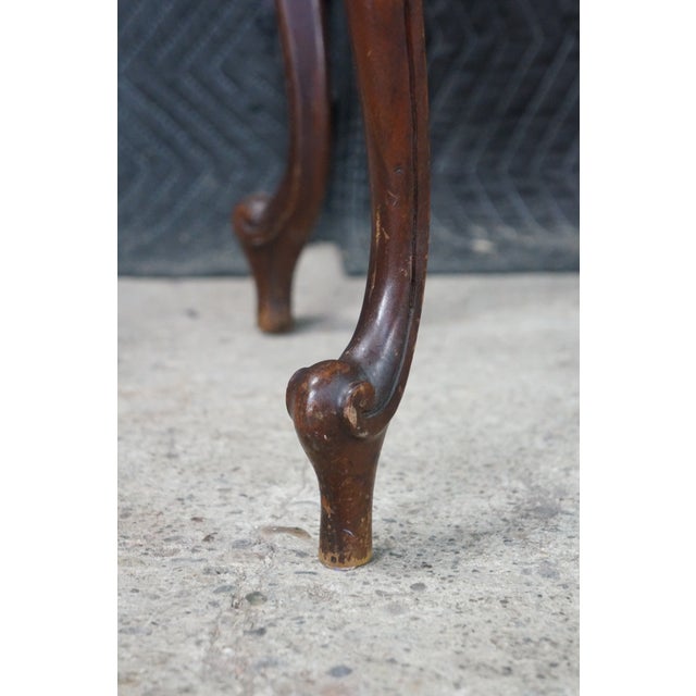 Wood Antique Belle Epoque French Louis XV Style Walnut Marble Side Table Plant Stand For Sale - Image 7 of 18