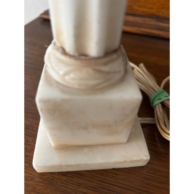 Vintage Neoclassical Italian Marble Column Lamp, circa 1960's, possibly earlier. 20" to Top of Harp, 11" Tall Column, 3 "...