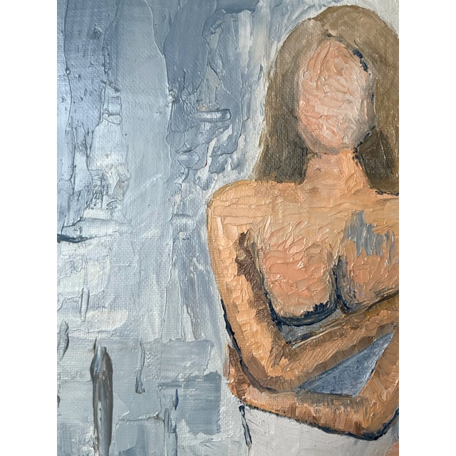 Sky Blue “Ocean Muse,” Abstract Figurative Original Oil Painting by Mai-Lis Bahr For Sale - Image 8 of 8