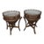 Pair Mid-Century McGuire Style Rattan End Tables With Spiked Gallery Rims For Sale