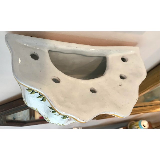 1970s Vintage Faience Wall Pocket Flower Pot For Sale - Image 5 of 7