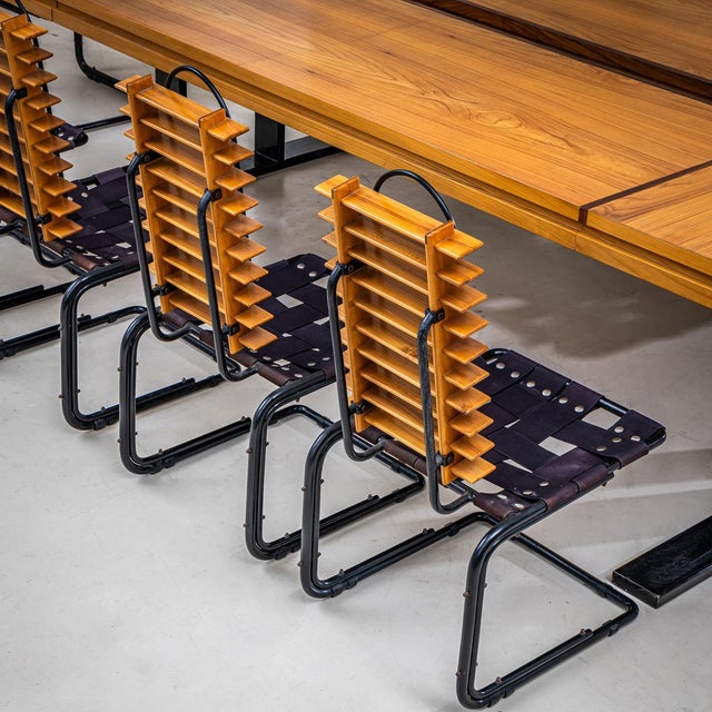 Wood Conference Table with Chairs, Rome, 1960s, Set of 11 For Sale - Image 7 of 18