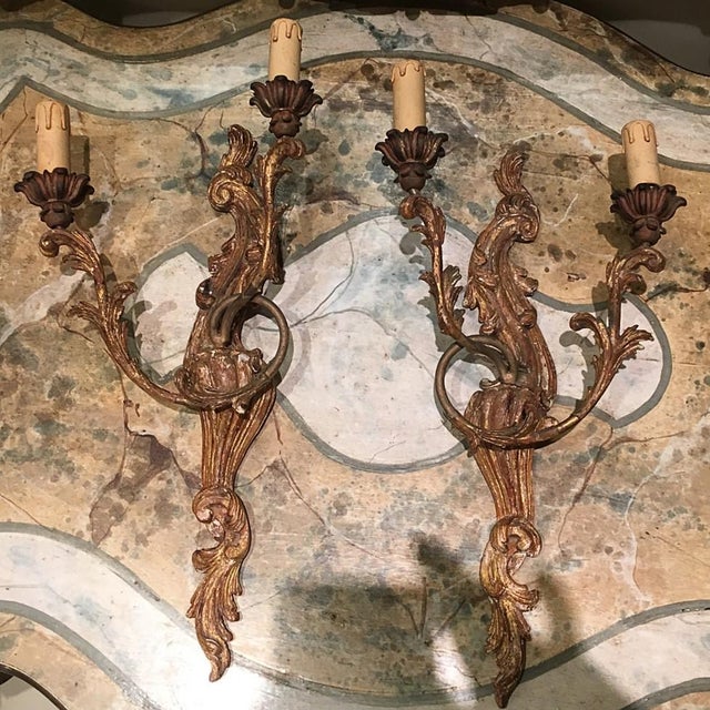 Pair of Italian Two Lite Appliques For Sale In New Orleans - Image 6 of 7