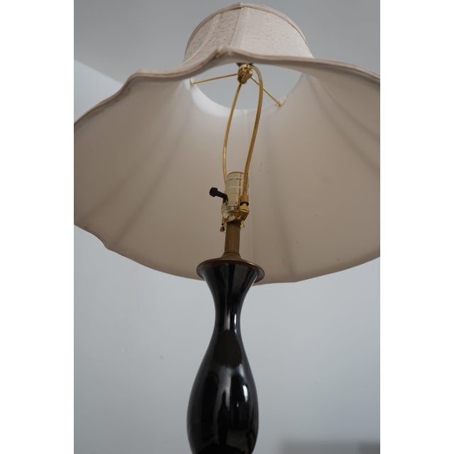 Brass Modern Bulbous Ceramic & Brass Table Lamp For Sale - Image 8 of 11
