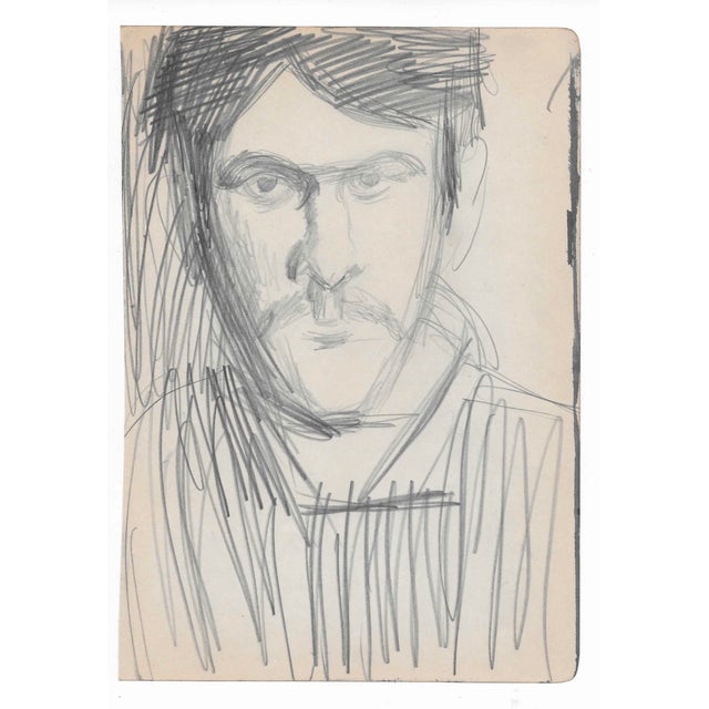 Portraiture 1961 Portrait of a Man Graphite Drawing For Sale - Image 3 of 3