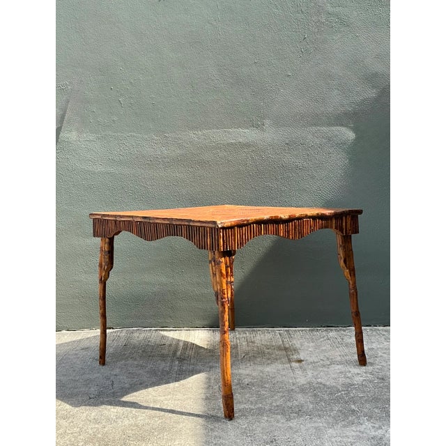 Vintage Light Bamboo Parquetry Game Table For Sale - Image 11 of 12