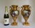A striking matched pair of antique French Old Paris porcelain urn vases, dating mid 19th century. Each neoclassical vase...