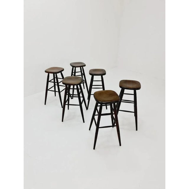 Mid-Century Modern German Bar Stool in Wood, 1950s For Sale - Image 10 of 11