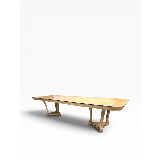 Century Furniture Burl Wood Double Pedestal Dining Table With Two 18” Leaves For Sale In Boston - Image 6 of 12
