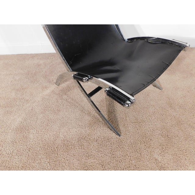 Metal Leather Scissor Chair by Antonio Citterio for Flexform Italia, Circa 1980s For Sale - Image 7 of 18