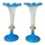 French Blue and White Opaline Glass Vases, Pair For Sale