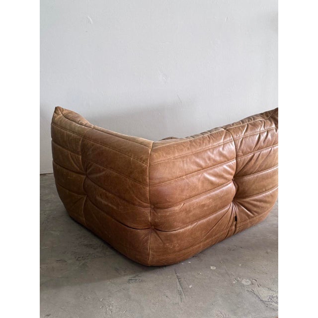 Cognac Togo Leather Set by Michel Ducaroy for Ligne Roset, 2010s, Set of 3 For Sale - Image 10 of 18