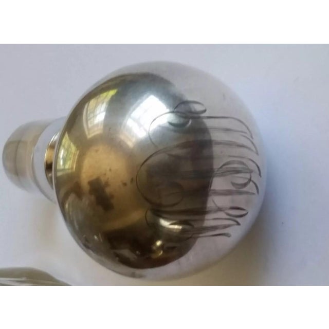 Vintage Sterling Silver Round Stopper Perfume Bottle W/ Clear Glass Twist Swirl For Sale - Image 4 of 10