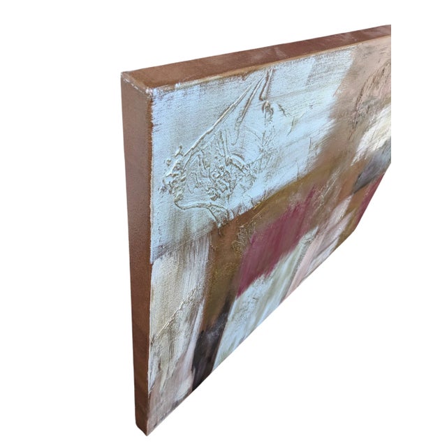 Copper Original Large Metallic Gold Abstract Painting on Canvas Signed For Sale - Image 8 of 10