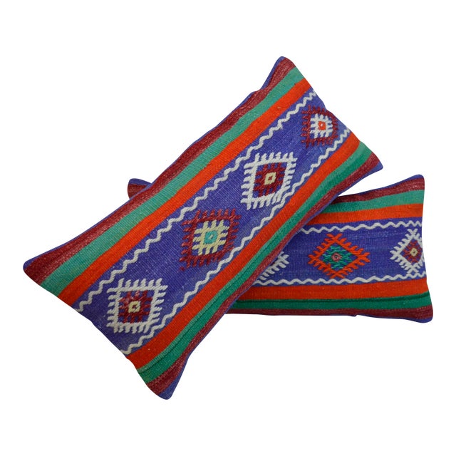 Vintage Turkish Kilim Lumbar Pillow Covers A Pair Chairish