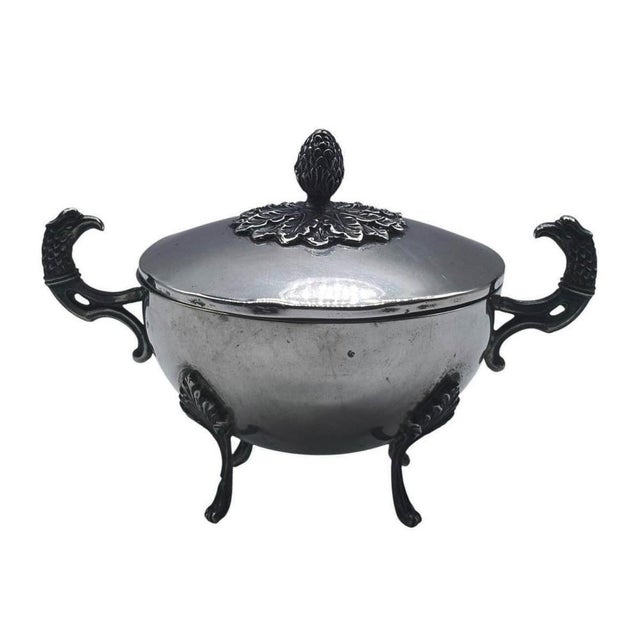 Antique Silver Sugar Bowl with Griffin Heads, 1900s For Sale - Image 10 of 10