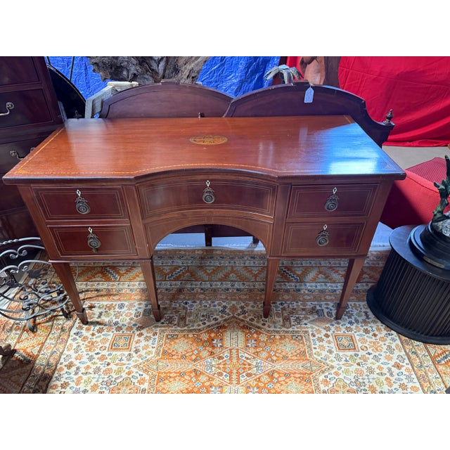 Traditional Early 1800s George III Mahogany Inlaid British Sideboard For Sale - Image 3 of 12