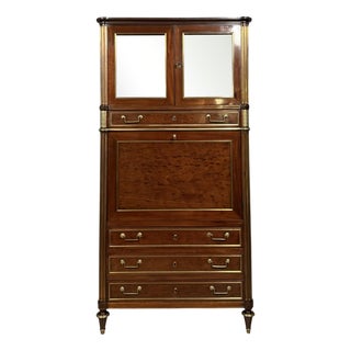 Louis XVI Parisian Guillotine Secretary in Cuban Mahogany, 1760s For Sale