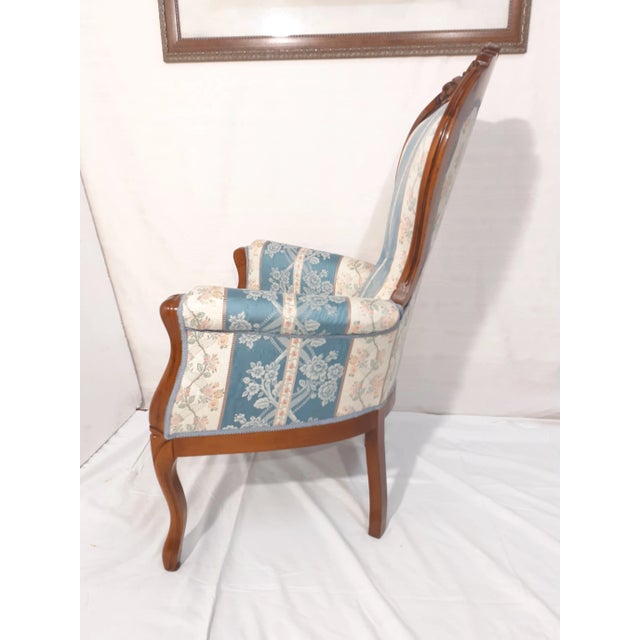 Mid-Century Modern Luigi Philippe Style Armchairs in Maple Wood Upholstered For Sale - Image 3 of 10