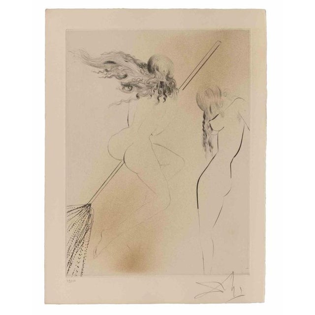 Witch with Broomstick, 1960s, Etching For Sale - Image 3 of 3