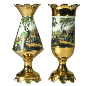 Italian Porcelain Vases from SSF, 1950s, Set of 2